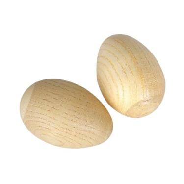 Imagem de Dynwave 2 peças de madeira ovo shakers mão instrumento musical percussão presente páscoa ovo maracas de madeira para crianças, L