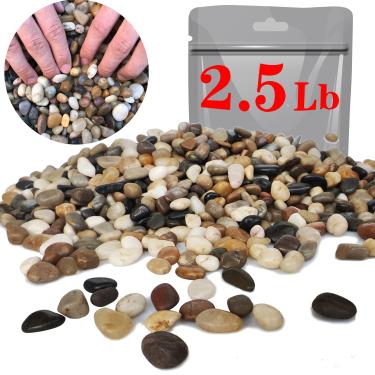 Imagem de Pedras de rocha de rio de 1,13 kg, pedras de cascalho polidas decorativas naturais, pedras decorativas para ambientes externos para aquários de plantas, paisagismo, enchimento de vasos