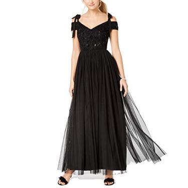 Imagem de Adrianna Papell Vestido feminino longo com contas, Preto, 36