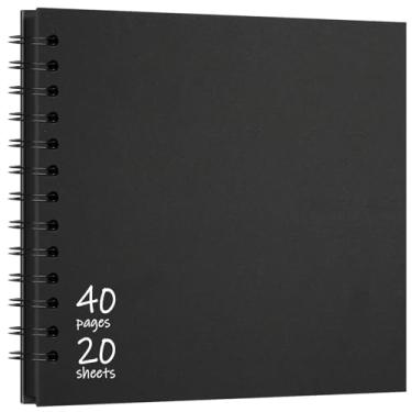 Imagem de Vienrose Álbum de Scrapbook Diy 10X10" Capa Dura Papel Kraft Scrap Book Álbuns de Fotos com 40 Páginas Em Branco para Chá de Bebê de Casamento, Preto