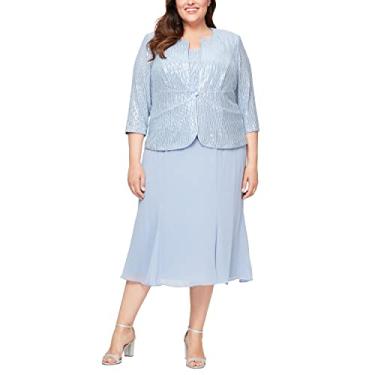 Imagem de Alex Evenings Vestido feminino longo para chá, perfeito para casamentos, eventos formais (tamanhos pequenos e regulares), Hortênsia metálica, 24 Plus