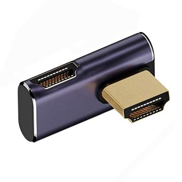 Imagem de NFHK HDMI macho para HDMI 2.1 fêmea vertical 90 graus ângulo direito perfil baixo UHD extensão adaptador suporta HDTV 8K 60hz