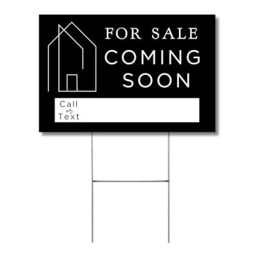 Imagem de Lashicorn Em Breve, Placa Imobiliária para Casa | Placa de Quintal de 12 X 18” com Estaca de Estrutura H, Casa Aberta de Dois Lados, Corretor Imobiliário À Venda Pelo Proprietário, Elegante, Preto, Br