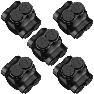 Imagem de Copkim Conectores de Fio Isolados Conector de Emenda Múltipla Conector de Alimentação Elétrica de Entrada Dupla Conectores de Cabo Preto Conectores de Fio de 2 Portas(5 Unidades, Faixa de Fio 2/0-6, C