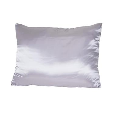 Imagem de Conjunto de cetim para dormir de luxo Relax Beauty com fronha de cetim, sem frizz e elástico que economiza cabelo, superfície absorvente de umidade, prata