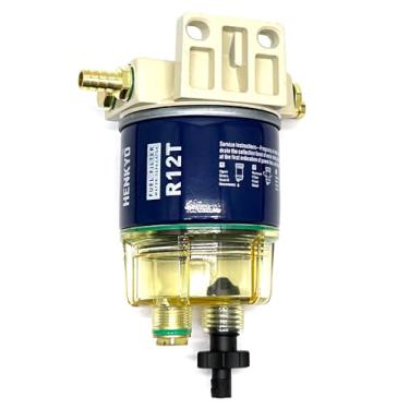 Imagem de HENKYO Filtro de Remoção de Combustível/Água R12T Compatível: S3240,120At R12T Npt Zg1/4-19(Adequado para Motores de Popa Npt de 1/4") Motores Marítimos A Gasolina e Diesel Vêm com Conector de Entrada