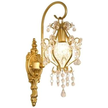 Imagem de Luminárias de parede de cristal de luxo French Light com base E12/E14, arandelas de parede reguláveis em três cores, luminária de parede de fundo de personalidade para quarto, cabeceira, cor