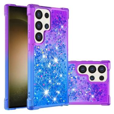 Imagem de Asdsinfor Capa para Samsung Galaxy S25 Ultra, transparente transparente TPU fofo Gitter areia movediça com líquido fluido brilhante à prova de choque capa de proteção para Galaxy S25 Ultra. Roxo