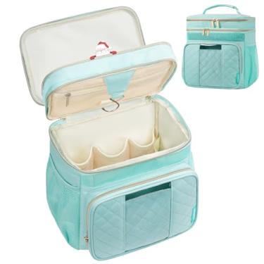 Imagem de WOOMADA Bolsa de higiene pessoal com gancho de pendurar, bolsa de higiene grande para mulheres, suporte de chuveiro portátil para viagens, violação, academia, acampamento, Turquesa