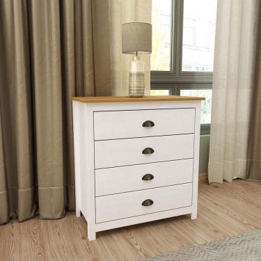 Imagem de Cômoda 4 Gavetas Branco/Freijó Topázio Madeira Pinus - Finestra