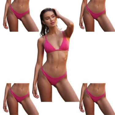 Imagem de Biquini Feminino Fio Dental Cintura Alta Asa Delta Top Verão Efeito Li