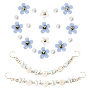 Imagem de Ziigole Correntes de sapato de flor de margarida para mulheres, pingentes de sapato de flores fofas para sandálias de tamanco, correntes de sapatos de borboleta brilhantes para meninas, lembrancinha