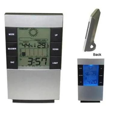 Imagem de Relogio de Mesa Umidade Ar Medidor Previsao Tempo Completo - Yeet