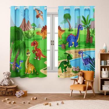 Imagem de Cortina Infantil Dinossauro Dino 2,00x1,50 Decoração, Quarto, Menina, 