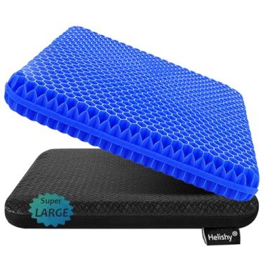 Imagem de Almofada de assento de gel, supergrande (48 x 45 x 4 cm), almofada de cadeira de gel com capa antiderrapante para cadeira de rodas para assento de carro em casa, escritório, almofada de assento de