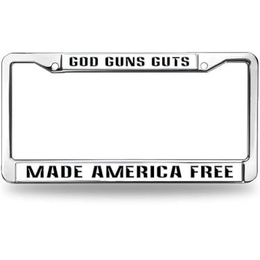 Imagem de Moldura para placa de licença God Made America Free Religious God Bless America Funny License Plate Frame Cross and Heart Weather-Proof License Plate Frame with Mounting Hardware Kit