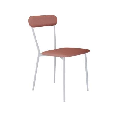 Imagem de Cadeira Fixa Estofada Vintage Emília Tulipa Rosê/Branco Fosco