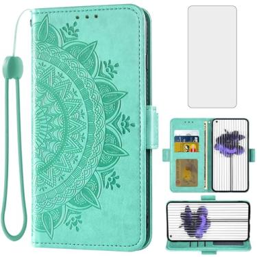 Imagem de Asuwish Capa para celular Nothing Phone 1 One Wallet Cover Protetor de tela de vidro temperado porta-cartão de crédito flip bolsa alça de pulso suporte fólio cordão slot celular acessórios para