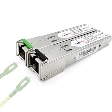 Imagem de Elfcam® - 1 par de módulo transceptor SFP+ BIDI de 10 Gbps 1270 nm/1330 nm, com porta de fibra simplex monomodo SC, DDM 20 KM, compatível com Cisco, Ubiquiti, D-Link e interruptor aberto