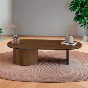 Imagem de Mesa de Centro Ipê em Madeira Maciça Castanho Metal Preto - LINHA ALTA