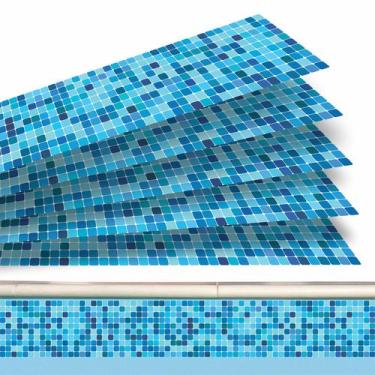 Imagem de Kit 09 Adesivos Piscina Pastilha Degradê Tons De Azul 100x15cm - Resit