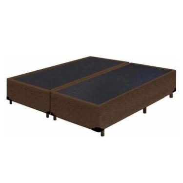 Imagem de Cama Box Base King Bipartido Suede - Real Comfort Estofados, Marrom