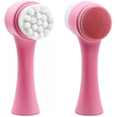 Imagem de Escova de Limpeza Facial 2 em 1, Dupla Face com Silicone e Esponja, Resistente à Água, Massageadora, rosa Esponja e Massageador de Silicone, Dupla Face, Limpeza Profunda, Esfoliação Suave, Ativa a Circulação, Resistente à Água, Ideal para Skin Care Diário (Rosa Bebê)