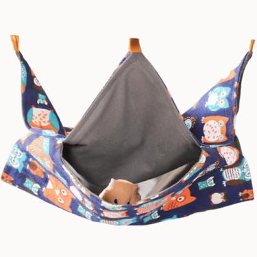 Imagem de Rede de porquinho-da-índia, acessórios para porquinhos-da-índia, furão, porquinho-da-índia, cama pendurada, túnel fofo para conjunto de gaiolas (azul escuro, grande)