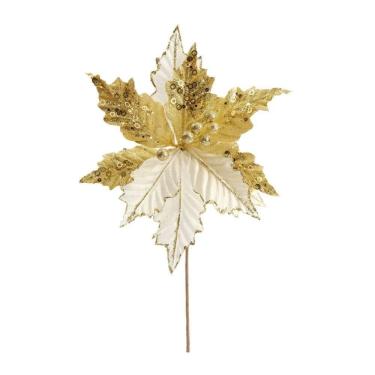Imagem de Flor Decorativa Poinsetia Bege 30cm - 1 Unidade