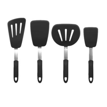 Imagem de Conjunto de espátula de silicone, espátulas de cozinha resistentes ao calor para panelas antiaderentes, grandes utensílios de cozinha flexíveis e livres de BPA, conjunto de espátulas de borracha para