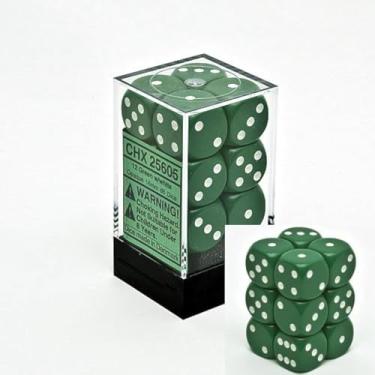 Imagem de Chessex Opaque 16Mm D6 Dice Block 12 Pipped Dice, Green/White
