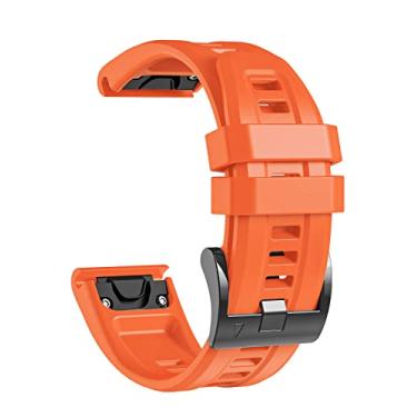 Imagem de lepmok Pulseiras de relógio Garmin Fenix 7X, pulseira de silicone de ajuste rápido de 26 mm para smartwatch Garmin Fenix 6X, Fenix 5X (laranja)