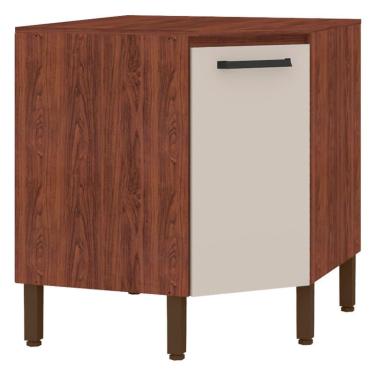 Imagem de Balcão Para Canto Oblíquo com Tampo Ametista Nogueira Off White - Kits Paraná