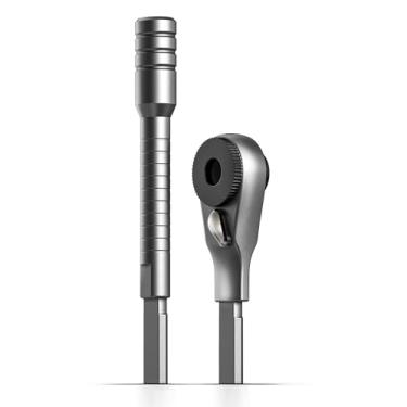 Imagem de GALVANOX Conjunto de catraca e extensor de ponta plana para várias ferramentas, projetado para uso com modelos Leatherman, chave de catraca (prata)