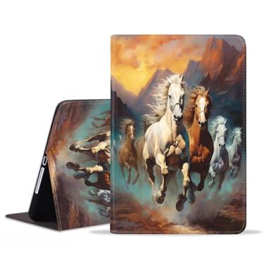 Imagem de BXIKEOPIU Capa para Samsung Galaxy Tab S10 Plus 2024/ S9 Plus / S9 FE Plus 5G 12,4 polegadas 2023, capa fólio fina de couro PU com suporte para despertar automático, cavalo de corrida