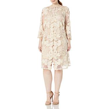 Imagem de Alex Evenings Vestido feminino plus size midi gola redonda com jaqueta, Cinzento-acastan, 54