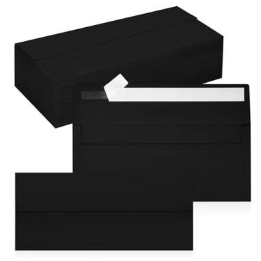 Imagem de Pacote com 100 envelopes empresariais nº 10, envelopes pretos padrão autoselados para envio comercial seguro e jurídico, escritório, cheques, cartas, faturas, 10 x 23 cm