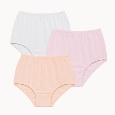 Imagem de 3 Calcinhas Plus Size Luminate 0162 Rosa Pessego Branco, 42, Sortidos