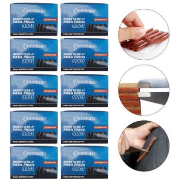 Imagem de Jogo 10 Refil Remendo Conserto Pneu Moto S/c 600pçs Bremen