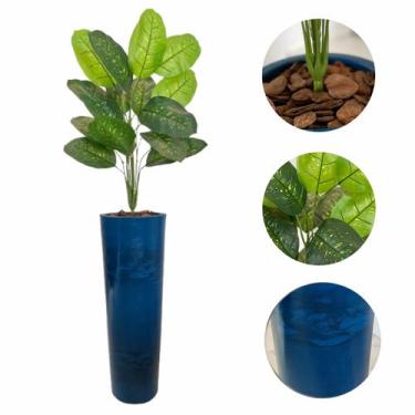 Imagem de Planta Artificial Comigo Ninguém Pode + Vaso Coluna Premium - FlorImp