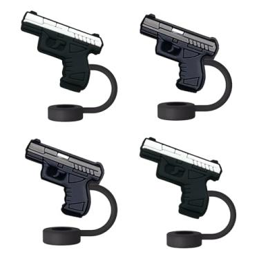 Imagem de Topos de palha de arma para copos Stanley; tampas de palha de arma compatíveis com Stanley copo de 30 e 1,134 g, topo de canudos reutilizáveis e de silicone para pontas de 0,4 polegadas/10 mm, 4 peças