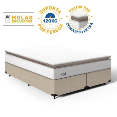 Imagem de Cama Box com Colchão de Molas Ensacadas Pillow Top Neve Queen 158cm