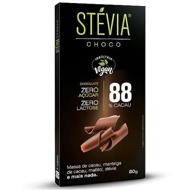 Imagem de Chocolate 88% Cacau Sem Lactose Vegano Steviachoco 80G
