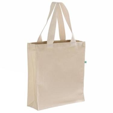Imagem de Sacolas de lona reciclada – 100% algodão ecológico, tecido pesado de 340 g – 35 x 38 x 10 cm – Pacote múltiplo de 6, 12 ou 24 – Natural, cinza cinza, carvão (6, natural)