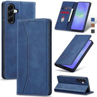 Imagem de Jasonyu Flip Carteira Capa para Samsung Galaxy A36,Capinha Folio Magnética de Couro com Suporte para Cartão,Suporte para Chute - Protetora Durável de TPU à Prova de Choque para Telefone,Azul