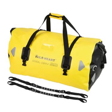 Imagem de WILD HEART Saco Impermeável Viagem 40L 66L 100L com Costuras Soldadas Para Caiaque, Acampamento, Navegação,Bycycle,Motocicleta,100L Amarelo com Corda de Asa