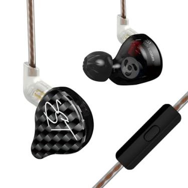 Imagem de FEDAI Fones de ouvido intra-auriculares KZ ZST IEM, fones de ouvido com fio HiFi com driver duplo híbrido 1BA 1DD de alta fidelidade para músicos, cabo removível para fones de ouvido de jogos (preto