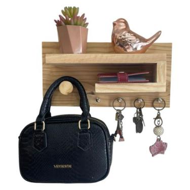 Imagem de Porta Chaves Modeno Com Prateleira E Cabideiro De Parede - Oliva Store