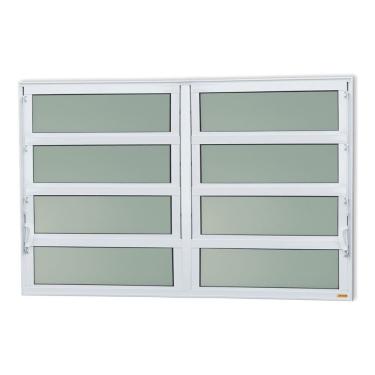 Imagem de Janela De Aluminio Basculante 2 Seções Elite Vidro Boreal 80cm X 120cm Brimak Branco