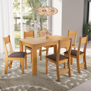 Imagem de Conjunto Para Sala De Jantar Com 6 Cadeiras Armani Viero Mel/marrom